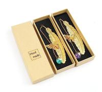 DERAYEE 2pcs Marque Page Metal Marque-page Plume Papillon et Fleur Sèche Éternelle Perles de Verre Pendentif Cadeau pour Étudiant Lecteur Enfant et adult