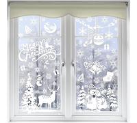 DERAYEE 8 Feuilles Autocollant Noël Stickers Fenêtre Reutilisable,Stickers Blanc Noel Fenetre,Décoration Vitre Noël Fenêtre