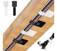 DERAYEE 80PCS Gestion de Câbles, Cable Management sous le Bureau | Attache Velcro Adhésif, 40 Noir et 40 Blanc, Scratch Réutilisable pour Rangement de Fils, Organisateur de Cordons Bureau