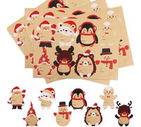 DERAYEE Autocollants de Noël Kraft pour Cadeaux 120PCS,Papiers Cadeaux Autocollant Noël,Étiquettes Autocollantes Pour Noël Cadeaux