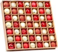 DERAYEE Boule de Noël Rouge Or,49PCS Décoration Sapin de Noël，Kit Décoration Noel avec Boucle de Suspension