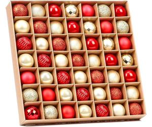 DERAYEE Boule de Noël Rouge Or,49PCS Décoration Sapin de Noël，Kit Décoration Noel avec Boucle de Suspension