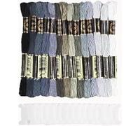 DERAYEE Broderie Point de Croix 14 Couleurs avec Carte De Fil, Bracelet Brésilien Kit, Coton Gris, Fournitures de Loisirs Créatifs 8M