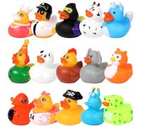 DERAYEE Canard en Plastique,15PCS Petit Canard de Bain,Mini Canard Colorés en Caoutchouc,Jouet de Bain pour l'anniversaire des Enfants