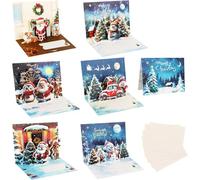 DERAYEE Cartes de Noël 3D avec Enveloppe,6PCS Carte de Joyeux Noël Pop-Up,Carte de Vœux de Vacances pour Enfants Amis Famille