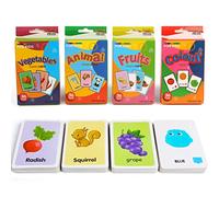 DERAYEE Cartes Flash Anglais, 144 Pièces, Apprentissage Précoce, Animaux, Couleur, Légumes