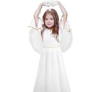 DERAYEE Costume d'ange pour Noël,Robe d'ange avec des Ailes et un Serre-tête Fille,Déguisement Costume d'ange Enfant pour Noël Cosplay Halloween Carnaval (M)