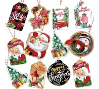 DERAYEE Étiquettes de Cadeaux en Papier Kraft Noël 100 Pcs avec 30M de Corde de Sisal et 30M de Corde de Coton Rouge et Blanc,Cartes de Suspension en Papier Kraft pour Noël