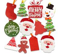 DERAYEE Étiquettes de Cadeaux Noël 100 Pcs avec Bande d'Organza 110Pcs,Étiquettes Suspendues pour Noël,Carte Suspendue de Noël Colorée