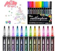 DERAYEE Feutres Paillettes,12 Stylo Paillette Marqueur Magique 12 Couleurs,Stylo Gel Pailleté