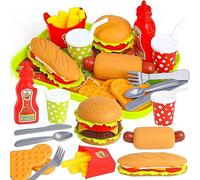 DERAYEE Hamburger Jouet, Groupe Nourriture Jouet Dinette Enfant Aliments pour Garçon Fille, Cadeau Éducatif