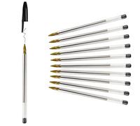 DERAYEE Lot de 10pcs Stylo Bille Biro,Cristal Original Stylos-Bille Pointe Moyenne (1 mm) pour l'Ecole et au Bureau - Noir