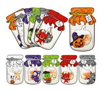 DERAYEE Lot de 42 sacs à bonbons en forme de bocal pour Halloween, sacs à friandises, sacs à bonbons, kits de cartes d'artisanat pour fête, goûter, jeu de friandises