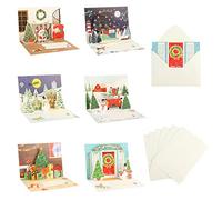 DERAYEE Lot de 6 PCS Carte de Vœux de Noël 3D Pop-Up avec Enveloppes,Carte de Noël Pop Up 3D pour Vœux de Vacances d'Hiver