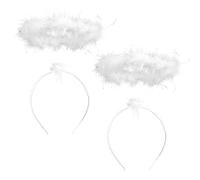 DERAYEE Serre-Tête avec Auréole d'Ange Blanche 2Pcs,Accessoire de Costume d'Ange,Serre Tete Ange,Accessoire de Costume d'Halloween,Fête à Thème