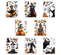 DERAYEE Stickers Halloween Fenetre Electrostatique,8PCS,Décoration Halloween Fenêtre Interieur,Halloween Decoration Effrayante,Stickers Vitre Halloween