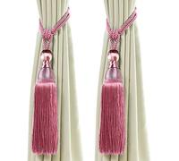 Derbway 1 Paire Rideau Embrasse Rubans, d'embrasses de Rideau à Pompons, Rideau Corde Retenue pour la décoration de Rideau-Rose