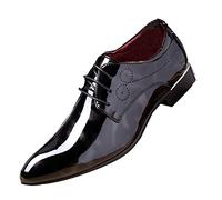 Derby à lacets pour homme - Style floral - Bout pointu - En simili cuir brillant - Gris - gris, 42 1/3 EU