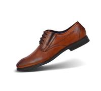 Bugatti Fashion Chaussures homme Derby business cuir bicolore ergonomique avec élastique Cognac 48 EU