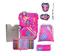 DerDieDas ErgoFlex Easy Neon Ensemble Cartable 5 pièces Motif Punk Fluo, Rose Bonbon, ErgoFlex Easy Neon Set