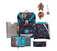 DerDieDas ErgoFlex Ninja Fighter Ensemble Cartable 5 pièces, Bleu, ErgoFlex Set