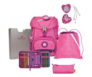 DerDieDas Sac à Dos d'écolier léger ErgoFlex Pretty Unicorn Set de 5 pièces, env. Volume : 22 l, Poids : env. 800 g, Jolie Licorne, ErgoFlex Set