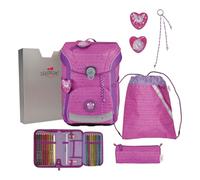 DerDieDas Sac d'école ErgoFlex Easy Set 6 pièces Purple Unicorn Rose