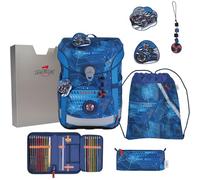 DerDieDas Sac d'école ErgoFlex Easy Set 6 pièces Turbo Speed Bleu