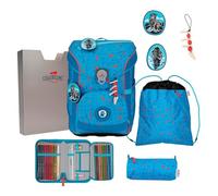 DerDieDas Sac d'école ErgoFlex Easy Superflash Set 6 pièces Blue Ice Bleu