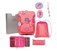 DerDieDas sac d'école ErgoFlex Easy Superflash Set 6 pièces Coral Reef saumon