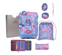DerDieDas Sac d'école ErgoFlex Easy Superflash Set 6 pièces Magic Unicorn Bleu Clair