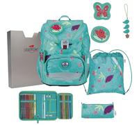 DerDieDas Sac d'école ErgoFlex Light Set 6 pièces Butterfly Garden Turquoise