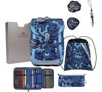 DerDieDas Sac d'école ErgoFlex Light Set 6 pièces Dark Dragon Bleu