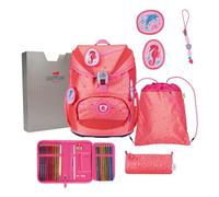 DerDieDas Sac d'école ErgoFlex Light Superflash Set 6 pièces Coral Reef Saumon