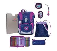 DerDieDas sac d'école ErgoFlex Tiny LED Set 6 pièces Dancing Star violet foncé