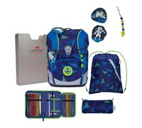 DerDieDas sac d'école ErgoFlex Tiny LED Set 6 pièces Moon Mission bleu
