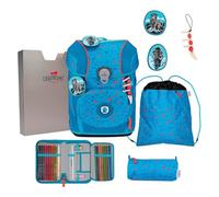 DerDieDas sac d'école ErgoFlex Tiny Superflash Set 6 pièces Blue Ice bleu clair