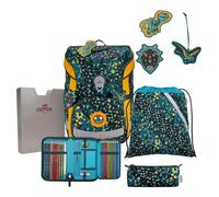 DerDieDas Sac d'école noir vert foncé pour fille et garçon - ErgoFlex Easy Schulranzenset 5 pièces Dino Time 289611