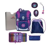 DerDieDas sac d'école ErgoFlex Tiny LED Set 6 pièces Dancing Star violet foncé