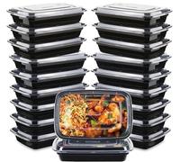 DERDOUT Lot de 20 boîtes à repas réutilisables en plastique sans BPA avec couvercles hermétiques - Passe au micro-ondes, au congélateur et au lave-vaisselle - Boîtes à bento empilables à 2