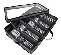 Derefine Organiseur de Couverts, Organiseur de Tiroir Flexible avec Couvercle Amovible et Séparateurs Flexibles pour Organiser Les Couverts, 1 Set, 1 Pièce, Polyester, Minimaliste, Plein air et voyage