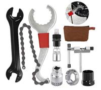 DERERSTE Kit de réparation de vélo Ensemble Fouet et extracteur de chaîne Comprend Une clé à pignon avec chaîne Un Fouet à chaîne Un extracteur de manivelle Un extracteur de pignon Une clé de pignon
