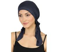 Deresina Headwear Bijou Devant, Bandana Pré-Attaché pour la perte de cheveux (Denim)