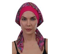 Deresina Headwear Deresina Easy Tie Foulard en pur coton avec devant en bambou, couvre-chef chimio pour femme, Motif cachemire rose vif, taille unique
