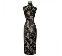 DERFX Vintage Sexy Backless robe traditionnelle chinoise longue Halter cheongsam qipao nouveauté Dripping Costume (Color : Black, Size : M)