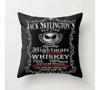 derhamstore Halloween Parodie cauchemar sang Whisky Jack Skellington Motif d'impression de mode unique en peluche Chiffon 45,7 x 45,7 cm Taie d'oreiller