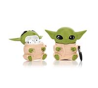 Derhom en Silicone Airpods Couverture Mignonne Drôle Compatible pour Apple Airpods 1 et 2 [Guerres des étoiles] (Bébé Yoda Jaune)