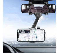 Derhom Support de Téléphone de Voiture pour Rétroviseur [Support Rétractable et Rotatif à 360 Degrés][Anti-tremblement Fixe Aux Quatre Coins][Compatible avec Tous Les Smartphones]