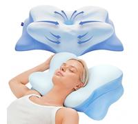 Derila Ergo Oreiller Cervical Mémoire de Forme Papillon Rafraîchissant | Convient dormeurs côté, dos, ventre, Housse amovible lavable en machine, 54x36x12 cm