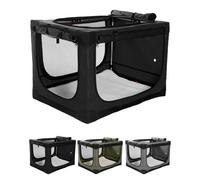 derimkcoa Caisse de Transport Pliable pour Chiens, Cage pour Chien avec Tapis épais, Caisse de Transport pour Chien Manchon en Tissu réglable, Portes en Maille Respirante,90 * 64 * 64cm,Noir
